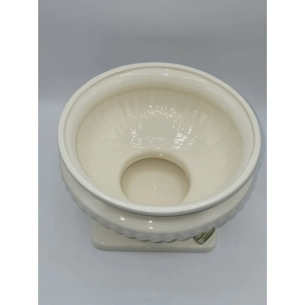 Haeger‎ Floral Grecian Pedestal Urn Planter Ivory Ceramic Cachepot USA 8.5